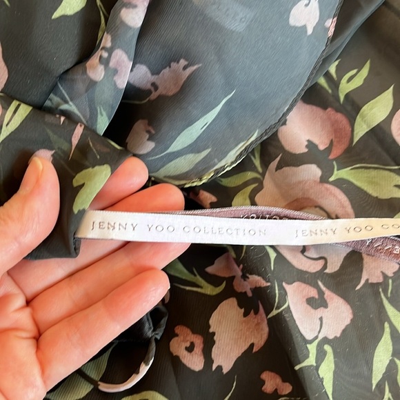 Jenny Yoo Cassie
Flutter Sleeve
Surplice Gown
Black with Floral Pattern. - Picture 9 of 17